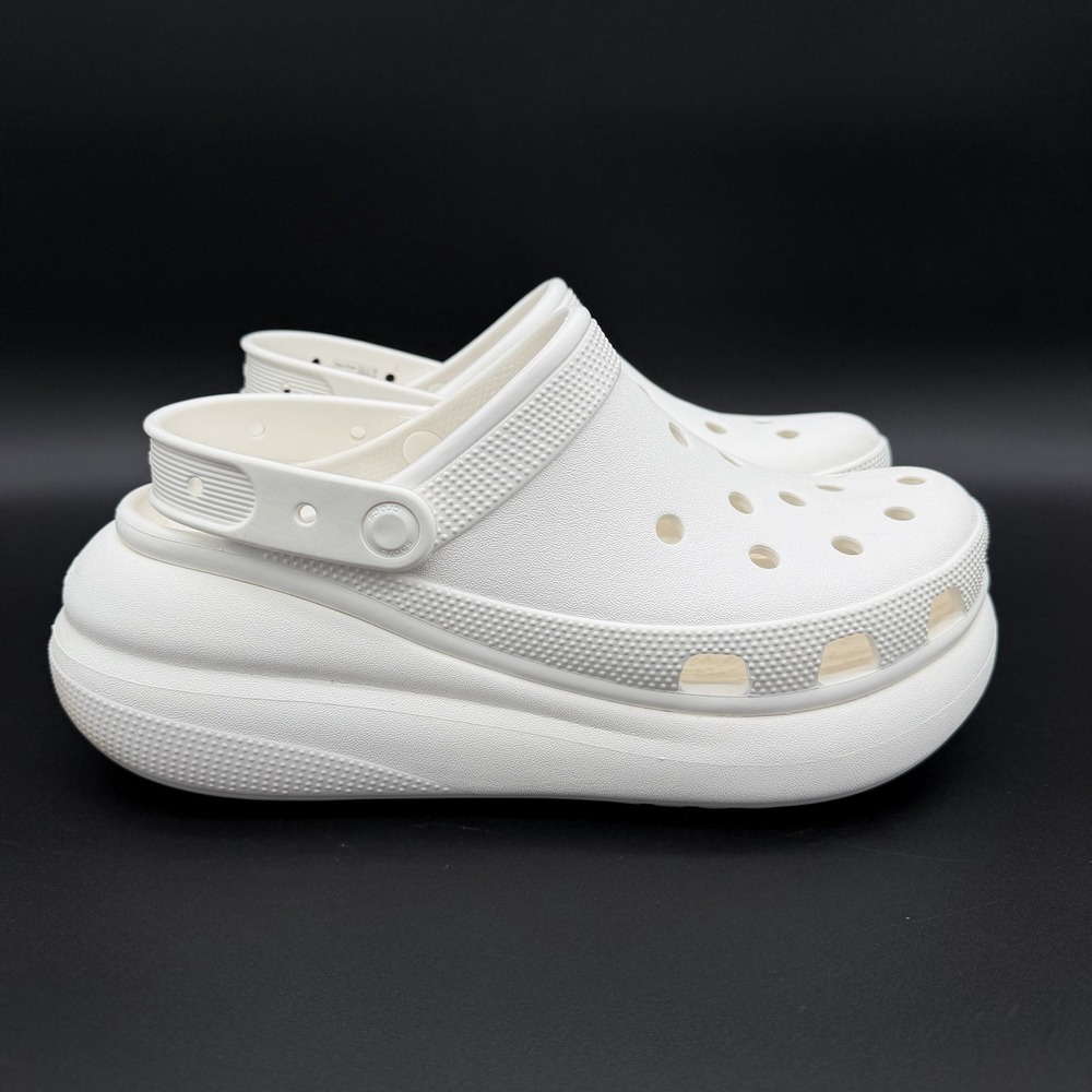 Crocs Classic Crush Platform White Clogs Unisex W 11 M 9